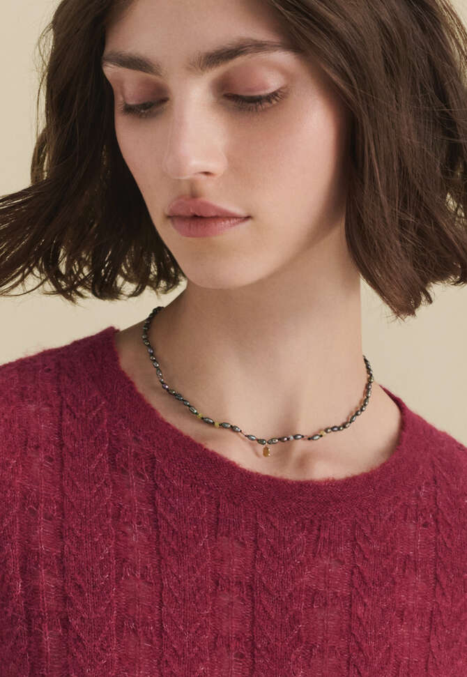 Beaded necklace, Black mother of pearl, completeTheLook