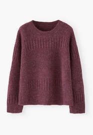 Rib-stitch sweater, Aubergine, webstill