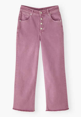 Straight-leg let-down hem jeans, Light orchid, webstill