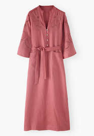Embroidered cutwork dress, Dusty watermelon, webstill