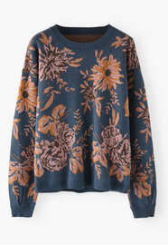Jacquard sweater, Indigo ginger, webstill