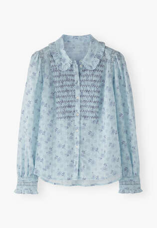 Printed blouse, Pastel blue, webstill