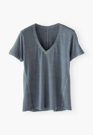 V-neck T-shirt, Washed blue, webstill