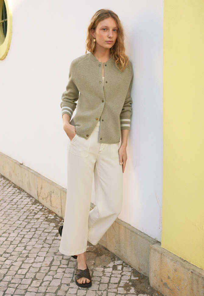 Knitted jacket, Light khaki, completeTheLook