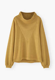 Cowl-neck sweater, Yellow, webstill