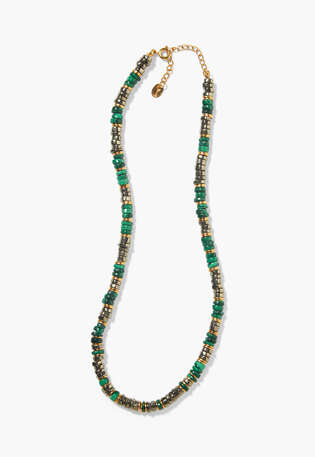 Beaded necklace, Gold green, webstill