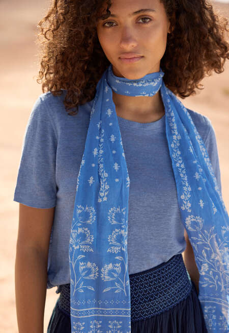 Printed scarf, Cornflower blue, completeTheLook