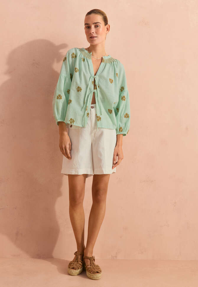 Clipped jacquard blouse, Ice blue, completeTheLook