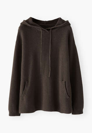Knitted hoodie, Mocha, webstill