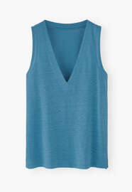 V-neck jersey vest, Electric blue, webstill