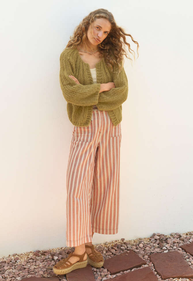 Hand-knit cardigan, Olive ochre, completeTheLook