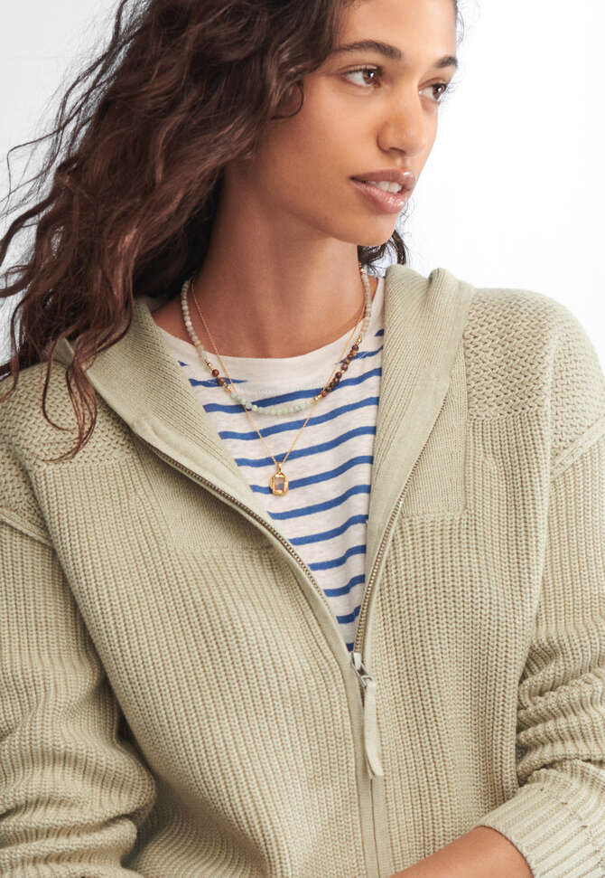 Knitted hoodie, Soft sage, completeTheLook