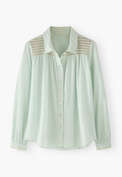 Shirring-detail shirt, Ice blue, webstill