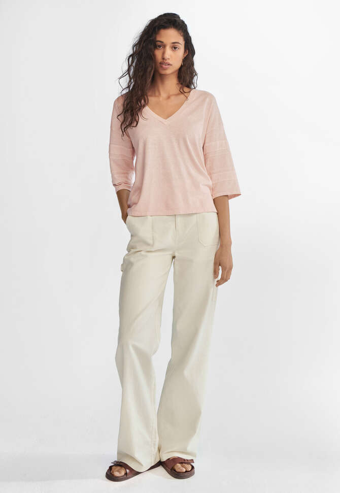 V-neck T-shirt, Soft pink, completeTheLook