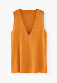 V-neck jersey vest, Saffron, webstill