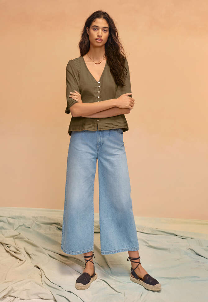 Cropped blouse, Dark olive, completeTheLook