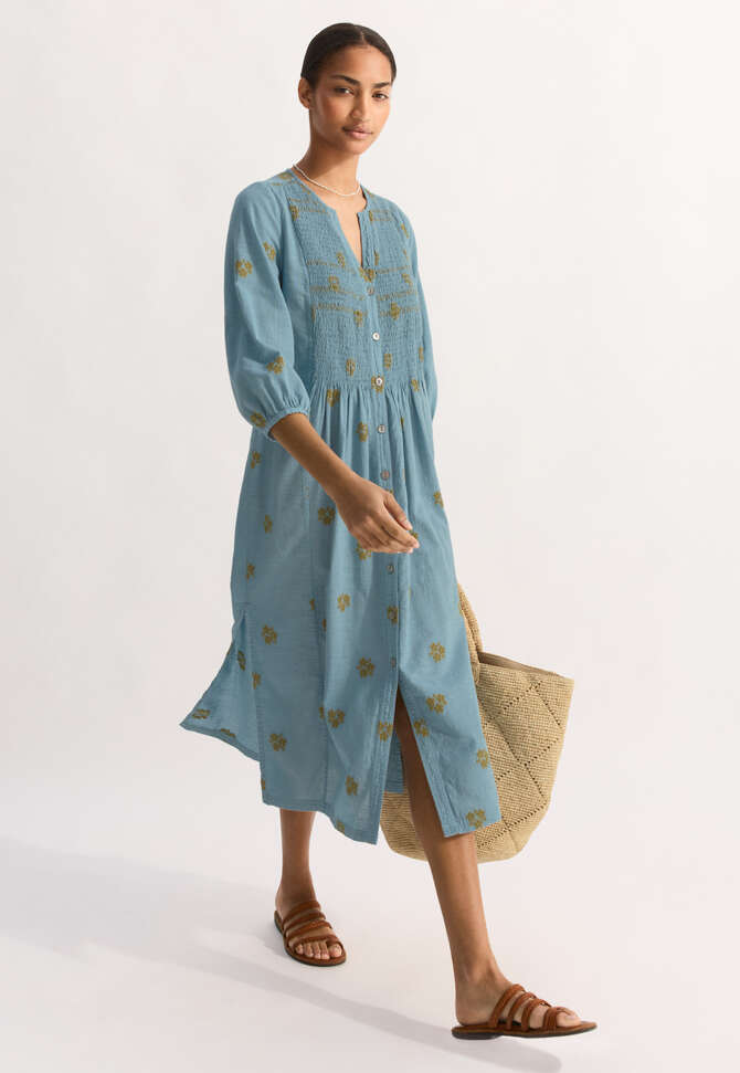 Clipped jacquard dress, Washed blue, completeTheLook