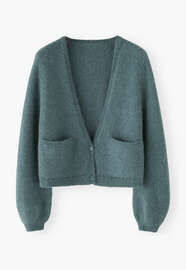 Cropped cardigan, Soft teal, webstill