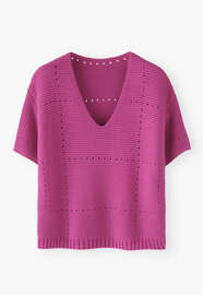 V-Neck sweater, Magenta, webstill