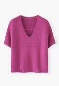 V-Neck sweater, Magenta, webstill