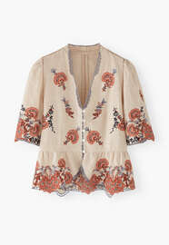 Cropped cutwork blouse, Shell pink, webstill