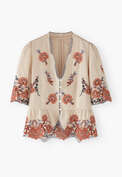 Cropped cutwork blouse, Shell pink, webstill