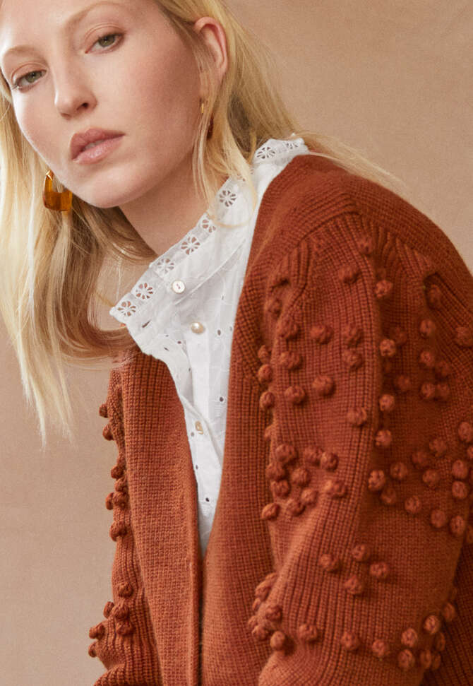 Bobble cardigan, Burnt orange, completeTheLook