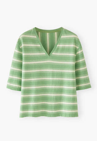 Striped T-shirt, Mantis ivory, webstill
