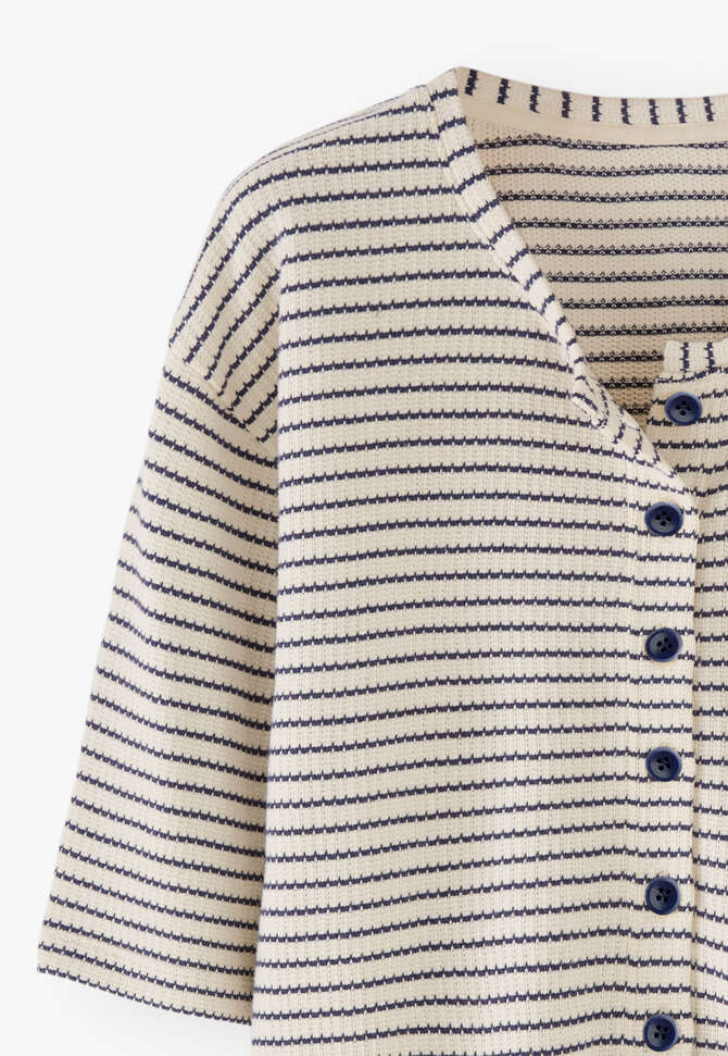 Textured striped cardigan, Off-white indigo, completeTheLook