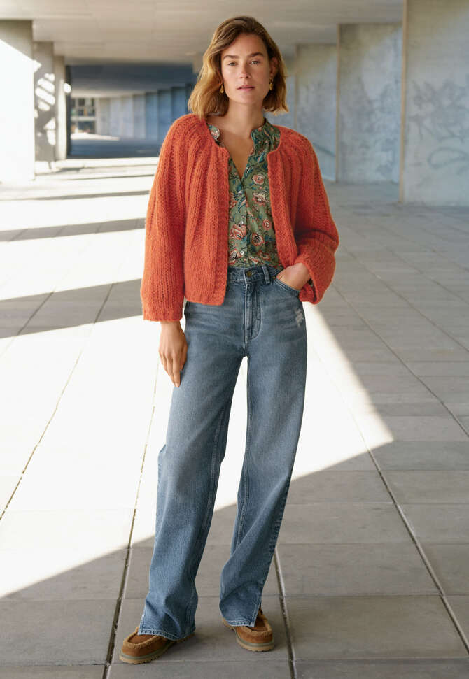 Printed Swiss-dot blouse, Olive scarlet, completeTheLook