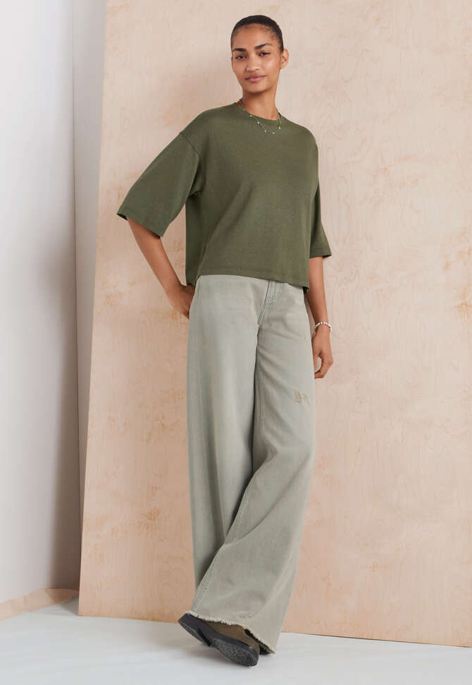 Drop-shoulder top, Moss green, completeTheLook