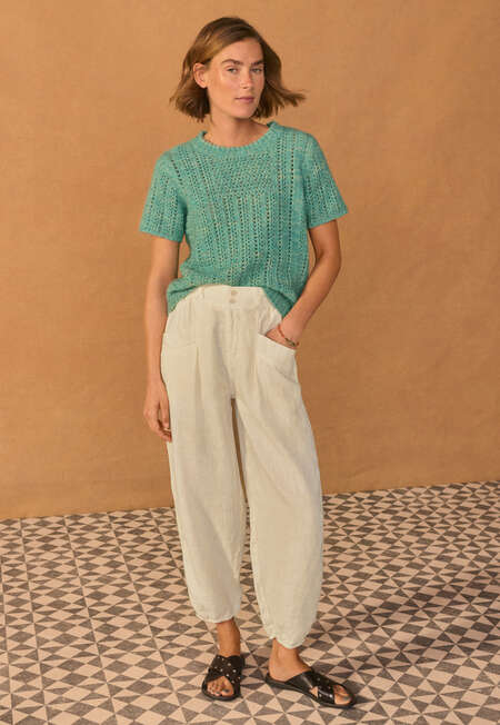 Knitted top, Seafoam teal, completeTheLook