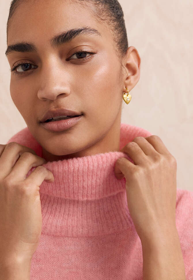 Heart earrings, Gold, completeTheLook