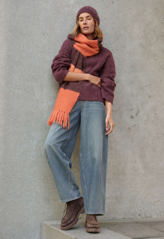 Rib-stitch sweater, Aubergine, completeTheLook