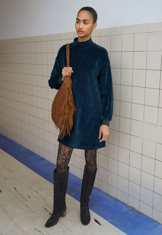 Jersey sweatshirt dress, Indigo, completeTheLook