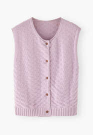 Basket-stitch sleeveless sweater, Pink lilac, webstill