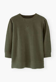 Pleat-sleeve sweatshirt, Dark green, webstill