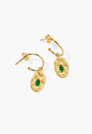 Green earrings, Gold jade, webstill