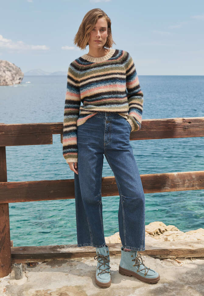 Reverse-striped sweater, Ocean multi, completeTheLook