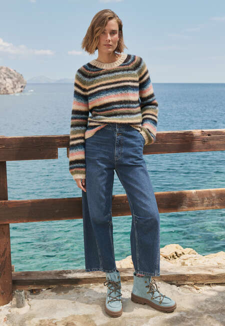 Reverse-striped sweater, Ocean multi, completeTheLook