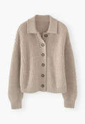Collared cardigan, Fawn marl, webstill