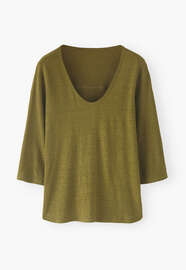 Scoop-neck top, Olive green, webstill