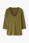 Scoop-neck top, Olive green, webstill