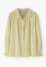 Cord pleated blouse, Butter yellow, webstill