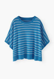 Striped poncho, Bright blue, webstill