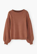 Pointelle sleeve sweater, Burnt sienna, webstill