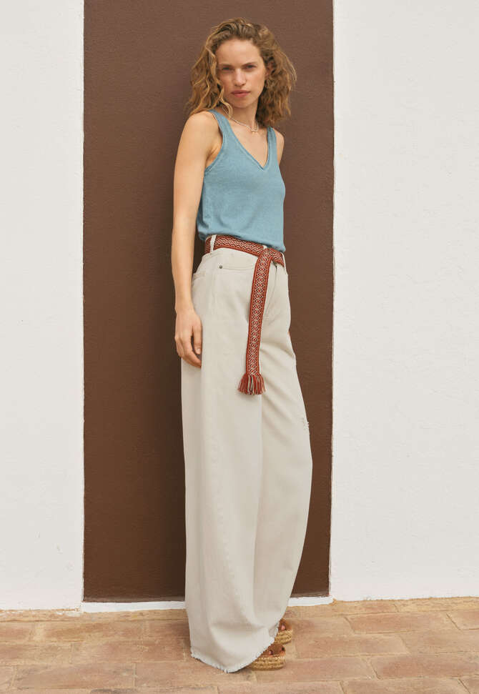V-neck jersey vest, Powder blue, completeTheLook