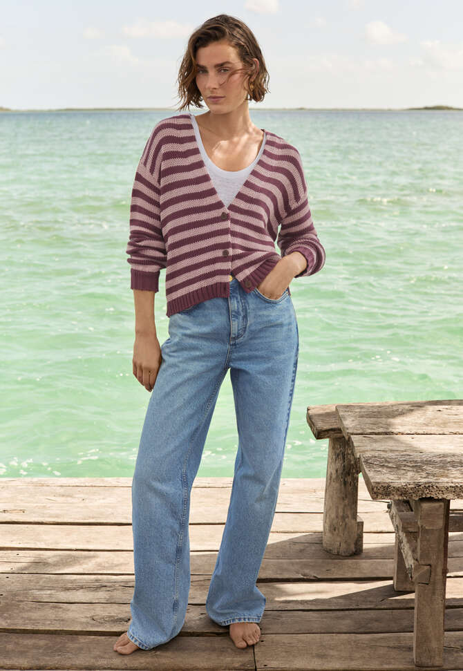 Striped cardigan, Mulberry rose, completeTheLook