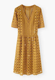 A-line broderie dress, Bright ochre, webstill