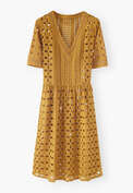 A-line broderie dress, Bright ochre, webstill